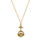 Gold Cross Hail Mary Spinner Pendant Necklace 24"

