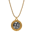 Symbols Of Faith Gold & Silver Saint Christopher Medallion Pendant Necklace 20"