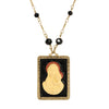 Rectangular Madonna And Child Cameo Black Enamel Pendant Necklace 30