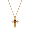 Red Enamel Initial Gold Cross Pendant Necklace 18