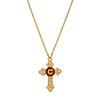 Red Enamel Initial Gold Cross Pendant Necklace 18