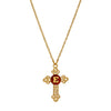 Red Enamel Initial Gold Cross Pendant Necklace 18