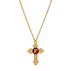 Red Enamel Initial Gold Cross Pendant Necklace 18