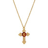 Red Enamel Initial Gold Cross Pendant Necklace 18