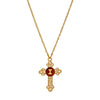 Red Enamel Initial Gold Cross Pendant Necklace 18