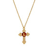 Red Enamel Initial Gold Cross Pendant Necklace 18