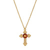 Red Enamel Initial Gold Cross Pendant Necklace 18