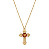 Red Enamel Initial Gold Cross Pendant Necklace 18