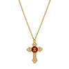 Red Enamel Initial Gold Cross Pendant Necklace 18