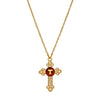 Red Enamel Initial Gold Cross Pendant Necklace 18