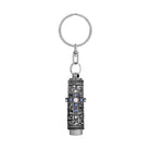 Silver & Light Sapphire Blue Crystal Cross Flashlight Keychain
