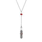 Bead & Siam Red Crystal Silver Cross Flashlight Pendant Necklace 28"
