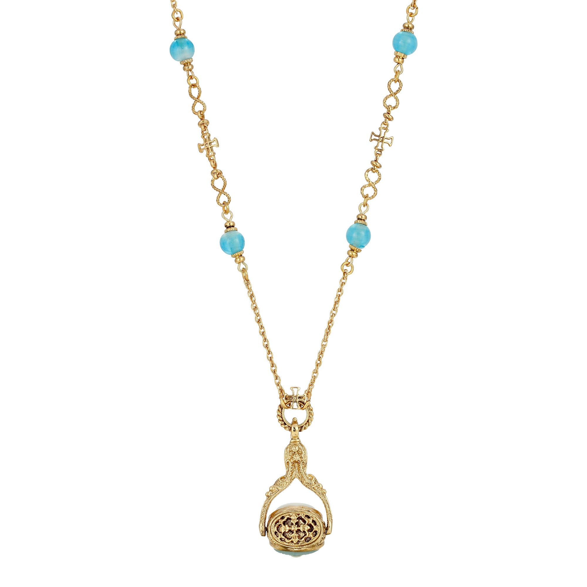 Symbols Of Faith Triple Spinner Madonna And Child Cameo Pendant Necklace 30"