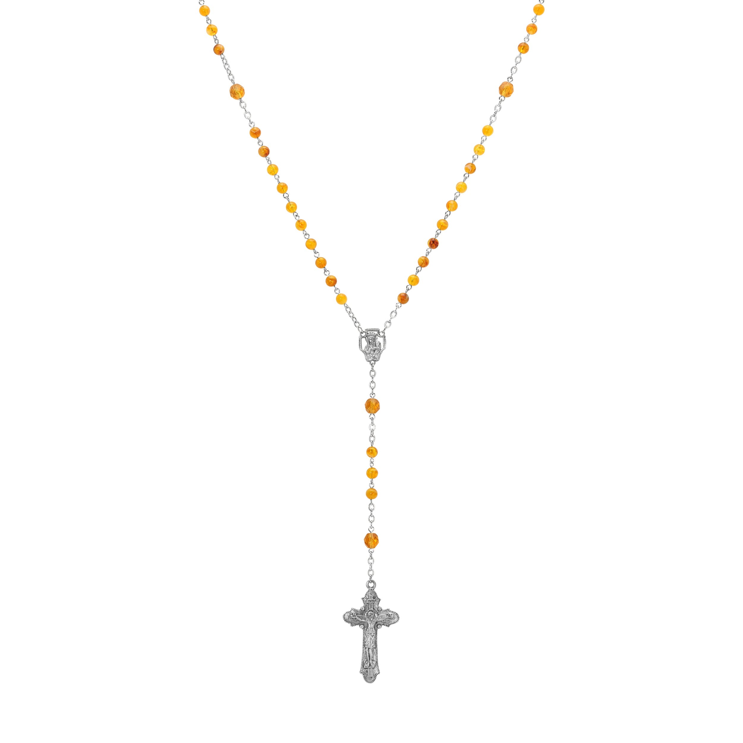 Symbols Of Faith Beaded Crucifix Rosary Necklace