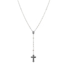 Silver & Fire Polished White Beaded Crucifix Rosary