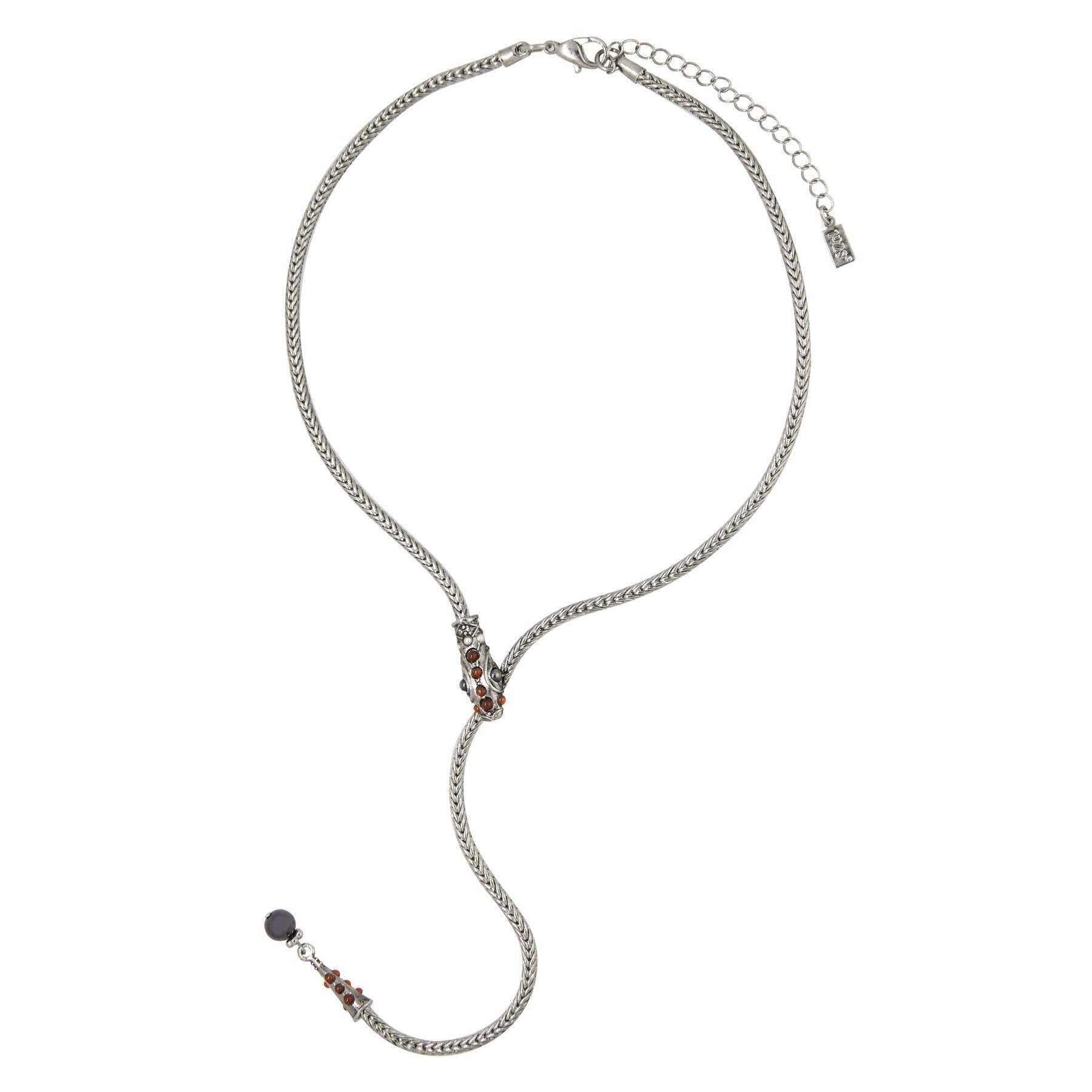 1928 Jewelry Serpentine Carnelian Gemstone Drop Necklace 7.5" + 3" Extension