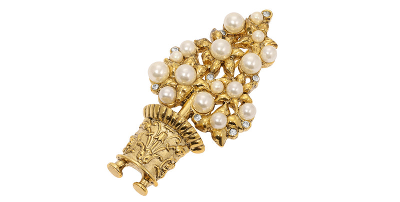 38014 - Antiquities Couture Paradise Faux Pearl And Crystal Topiary Pin
