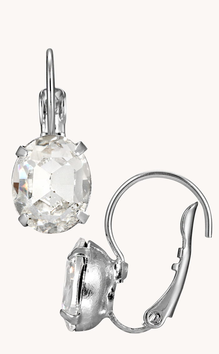 Oval Petite Austrian Crystal Drop Earrings