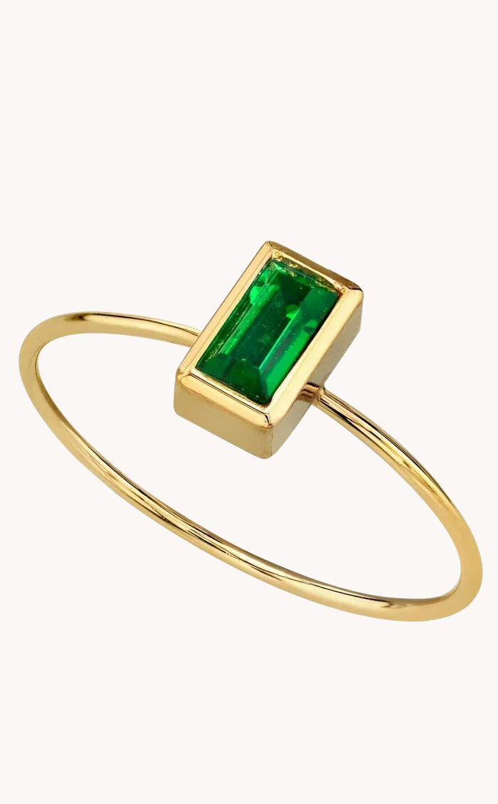 Rectangle Crystal Delicate Dainty Ring