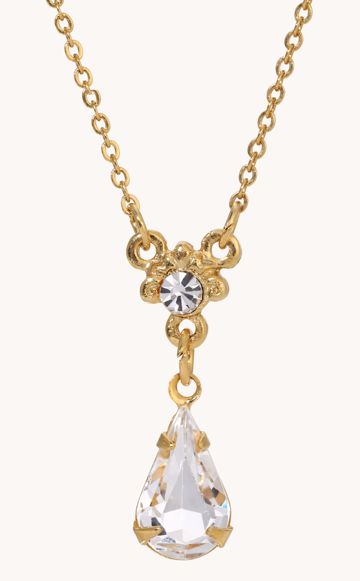 Petite Teardrop Crystal Pendant Necklace