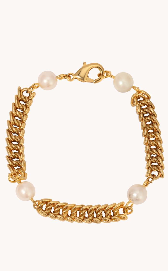 Twisted Link &  Pearl Bracelet