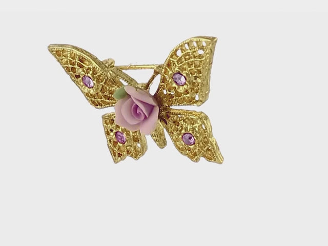 1928 Jewelry Light Rose Pink Austrian Crystal And Pink Porcelain