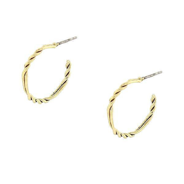 Gold Tone Small Hoops With Design