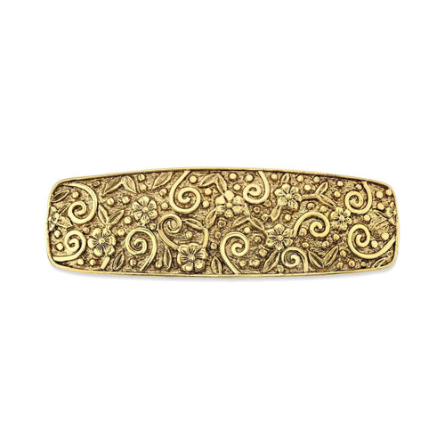 ?NEW?1928 brand Goldtone Metal Hair Barrette with leaf ? & flower patterns Hair Barrettes – 1928 Jewelry main image 3