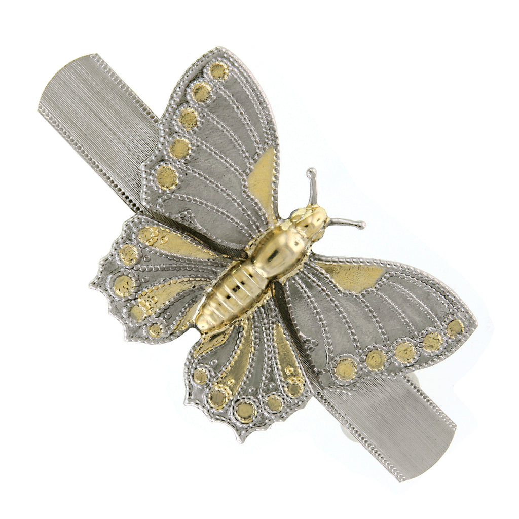 Silver-Tone and Gold-Tone Butterfly Hair Barrette