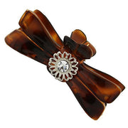 Brown Tortoise With Silver Tone Filigree And Crystal Accent Small Claw Hair Clip