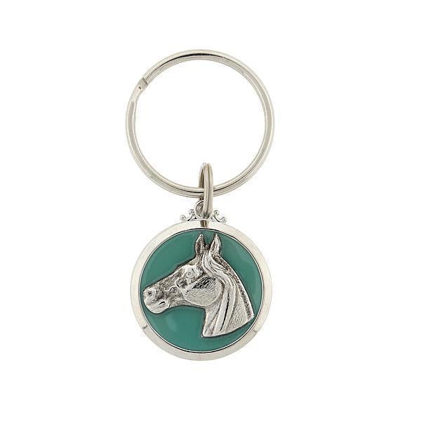 Silver Tone Horse Enamel Turquoise Color Key Chain