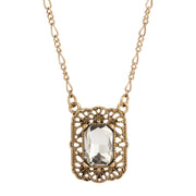Regency Brontë Filigree Octagon Crystal Pendant Necklace 16" + 3" Extender