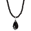 Regency Regal Jet Black Teardrop Crystal Pendant Glass Bead Strand Necklace 15
