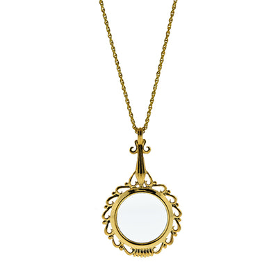 Gold Tone Magnifier Pendant Necklace 32 In