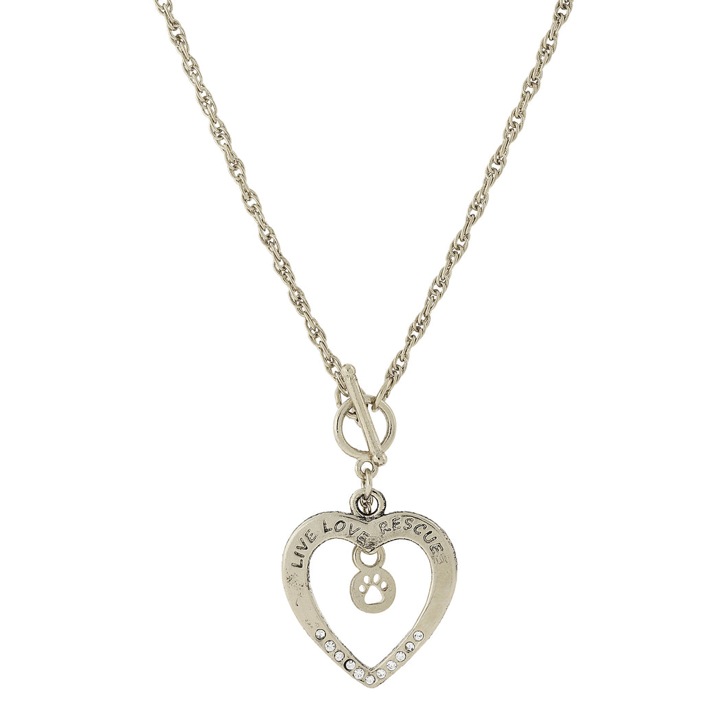 Live Love Rescue Open Heart Toggle Necklace 18 In