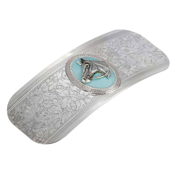 Southwest Turquoise Enamel Horse Head Floral Hair Barrette