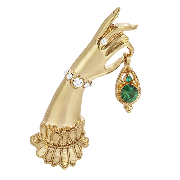 2028 Jewelry Belle Epoch Ladies Hand With Crystal Bracelet And Ring Crystal Drop Pin