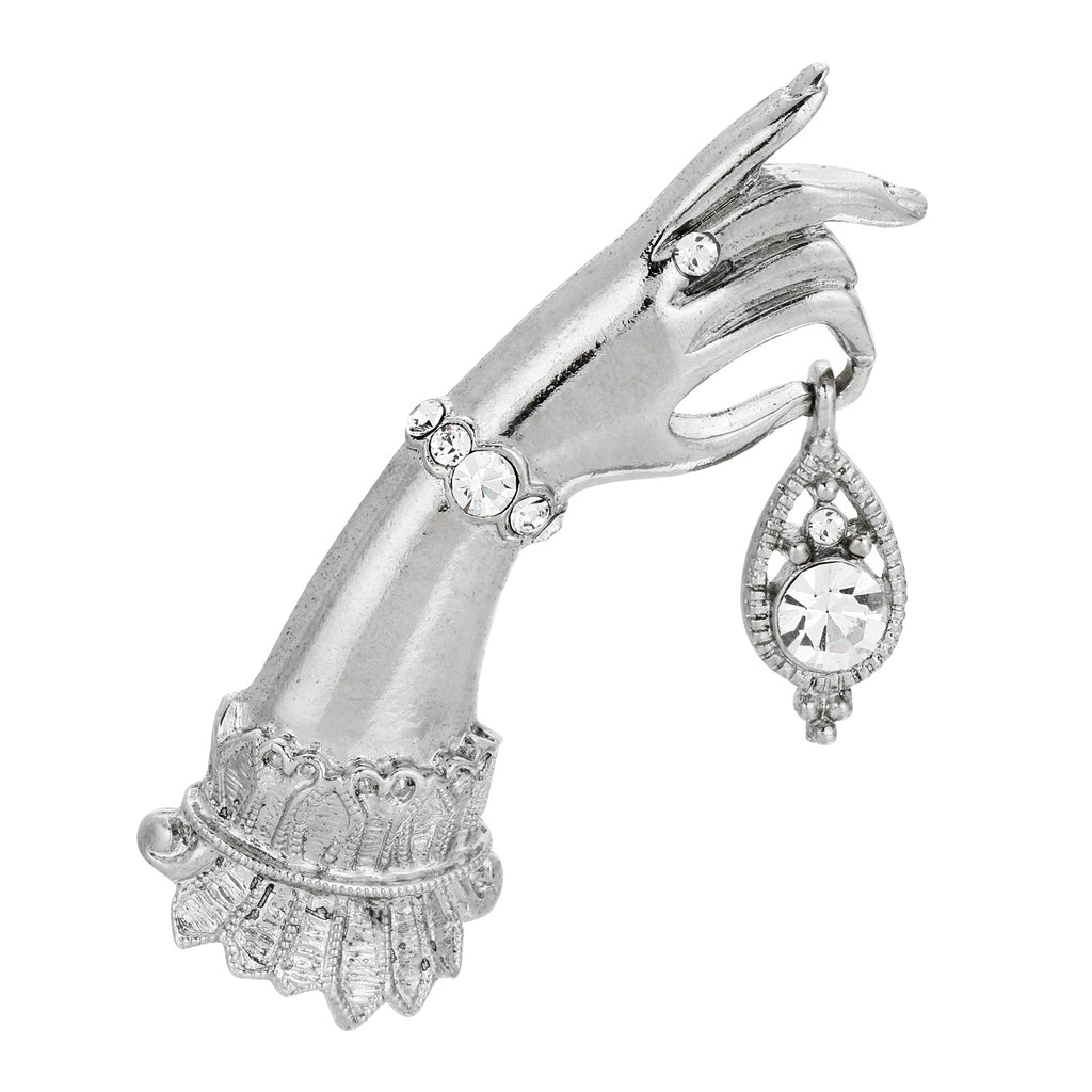 Belle Epoch Ladies Hand With Crystal Bracelet And Ring Clear Crystal Drop Pin