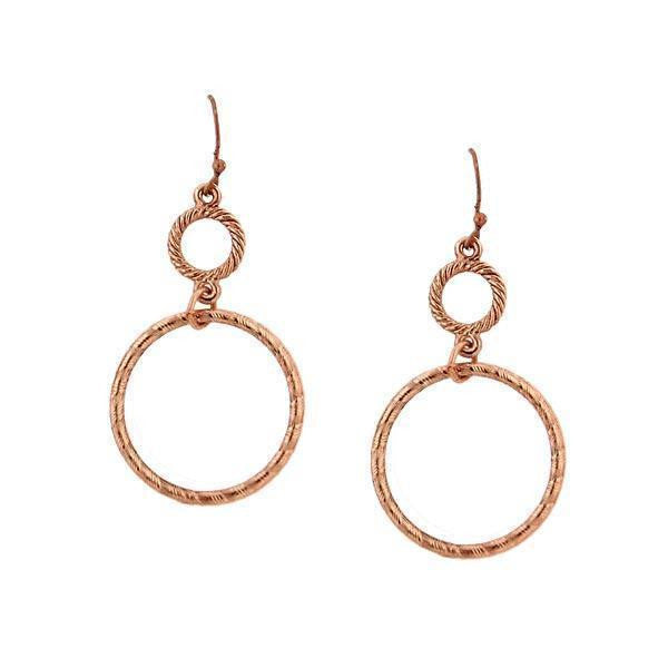 Copper Double Hoop Wire Earrings