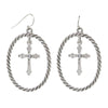 2028 Jewelry Crystal Accent Suspended Cross Drop Hoop Earrings