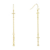 2028 Jewelry Gold Double Cross Chain Linear Drop Earrings