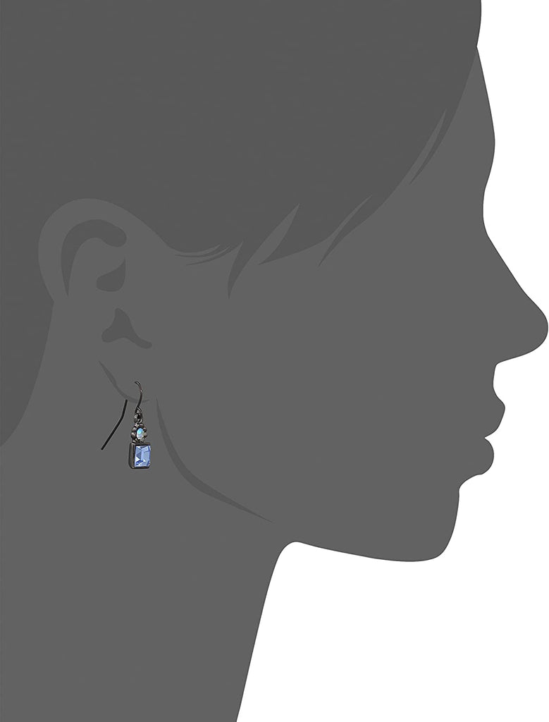 Black-Tone Light Blue AB Crystal Drop Earrings Silhouette 