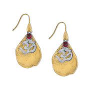 T.R.U. 14K Gold-Dipped Earrings with Ohm Symbol and Siam Red Swarovski Crystals