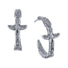 T.R.U. Pewter-Tone Feather Totem Pole Hoop Earrings