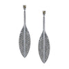 T.R.U. Feather Hand Set Pave Earrings With Austrian Crystal