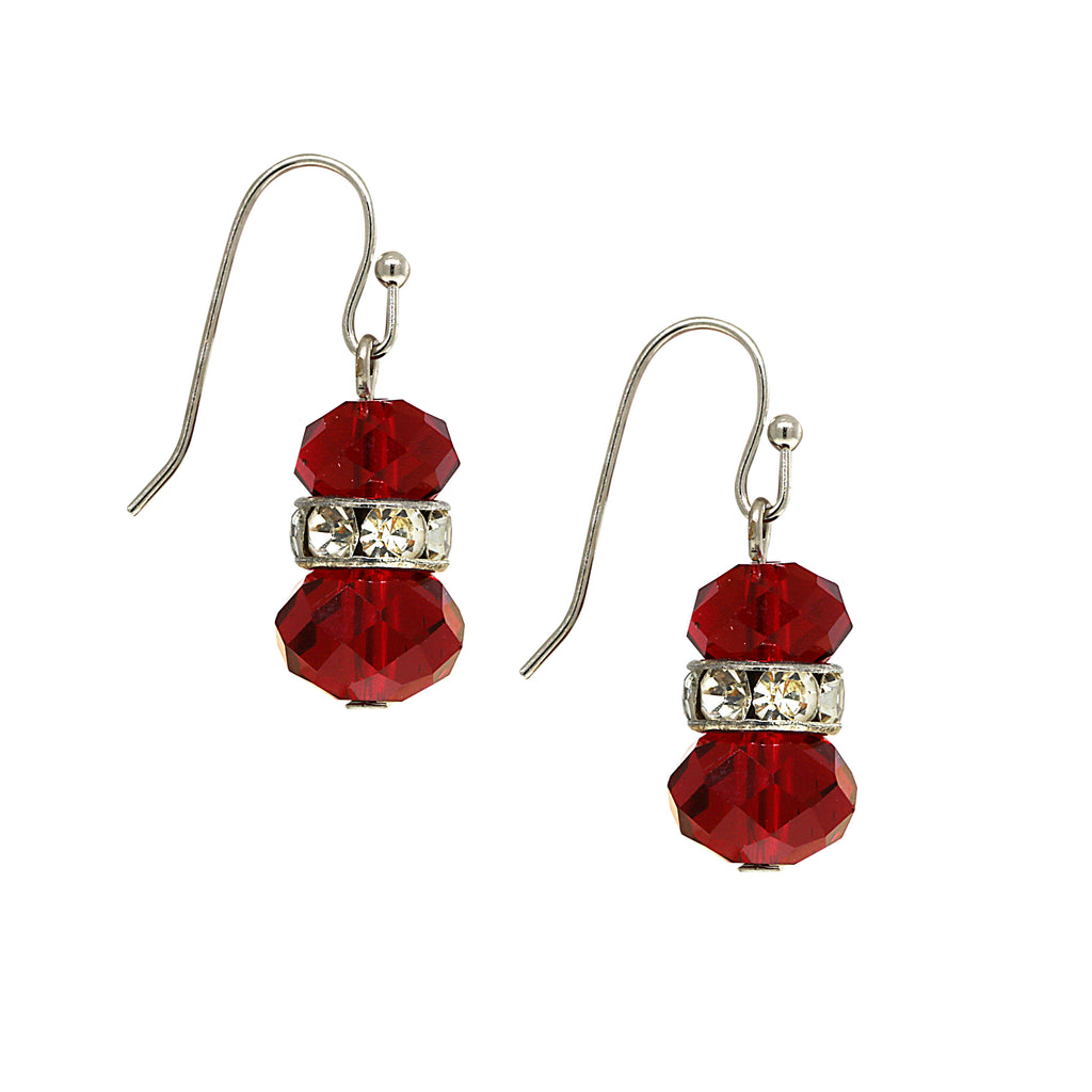2028 Jewelry Ruby Red Crystal Accent Drop Earrings