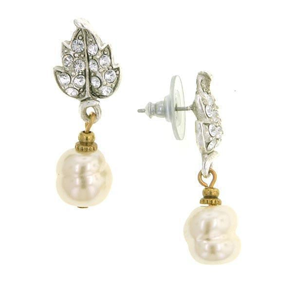 Crystal Baroque Faux Pearl Drop Post Earrings