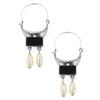 Antiquities Couture Venice Gondola Black Onyx Gemstone And Faux Pearl Hoop Dangle Earrings