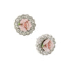 1928 Jewelry Pink Porcelain Rose Crystal Accent Post Earrings