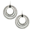 2028 Jewelry Concentric Ring Jet Black Enamel Stone Hoop Earrings